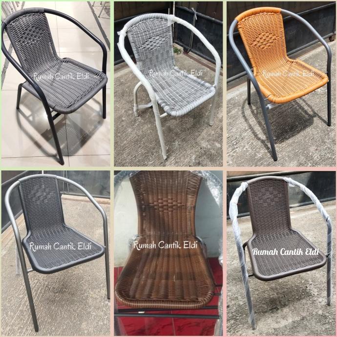 Kursi Teras / Taman / Outdoor, Bahan Besi, Tahan Air, Motif Rotan