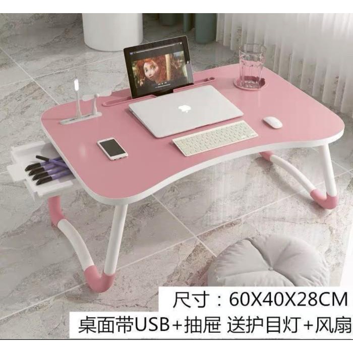 Meja Belajar USB Meja Laptop Laci Meja Lipat USB + Laci