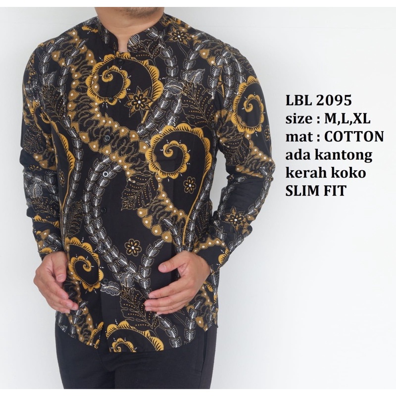 BAJU KOKO BATIK PRIA KEMEJA BATIK SLIMFIT MODERN LENGAN PANJANG - LBL 2095