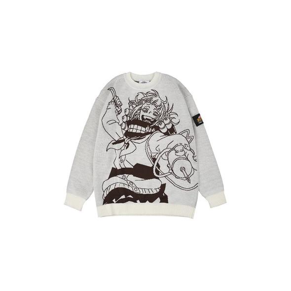 BISA COD W.ESSENTILS X FTH X My Hero Academia Sweater Himiko Toga Oversized Knit Grey hldaa