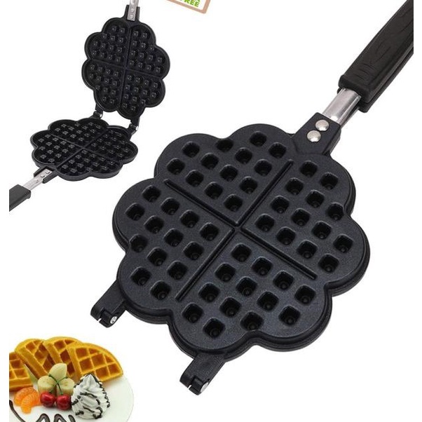 P'Chef Cetakan Waffle/ Waffle Maker / Wafel Pan Motif Bulat Bunga Love