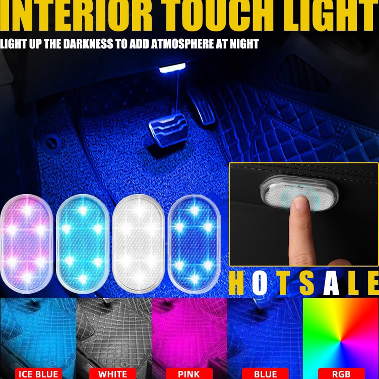 (W☛AI☛) Interior Mobil Mini Lampu Sentuh Lampu Ambient Auto Atap Langit-langit Lampu Baca LED Mobil 