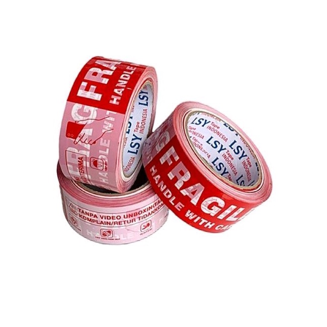 

lakban fragile unboxing mix 100yard 1 dus isi 48 roll LSY TAPE INDONESIA ( CBM )