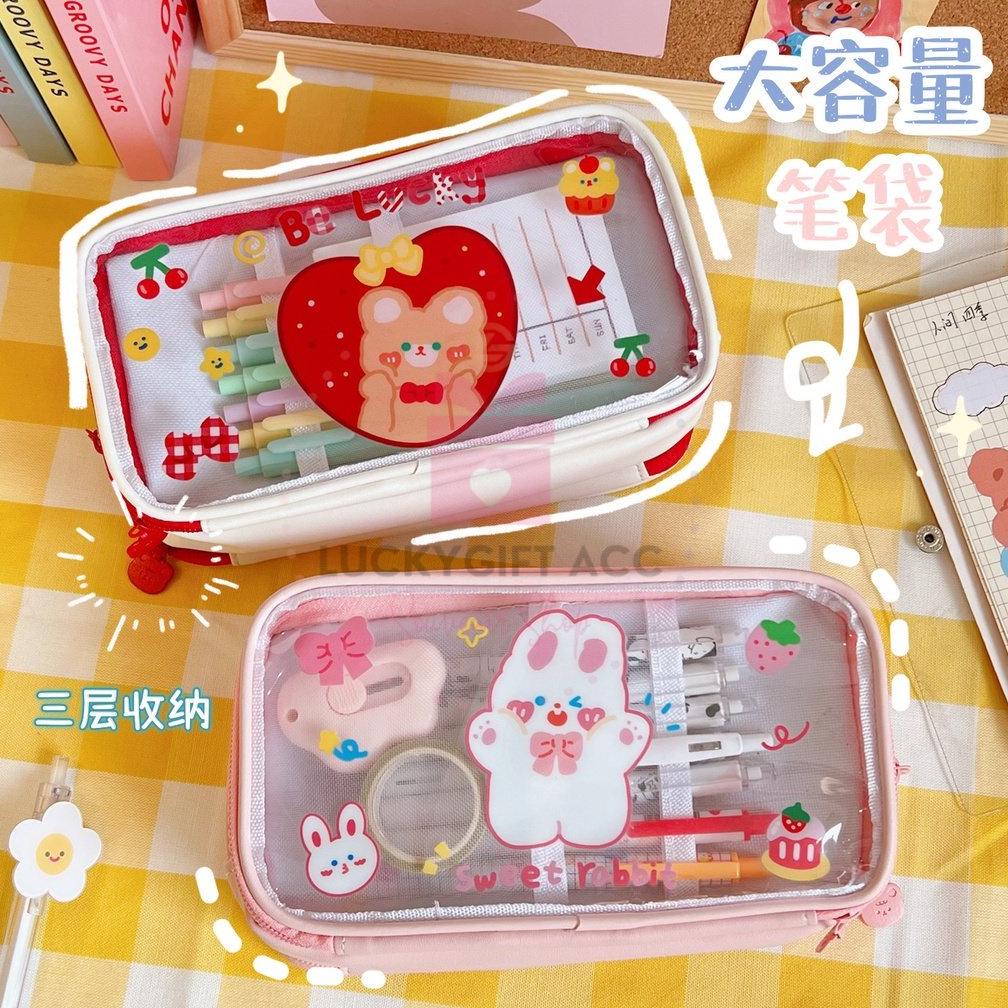 

(BISA COD) KOTAK PENSIL ANIMAL / TEMPAT PENSIL ANAK AESTHETIC TRANSPARANT MOTIF KARTUN JEPANG BEAR BUNNY PENCIL CASE ,,