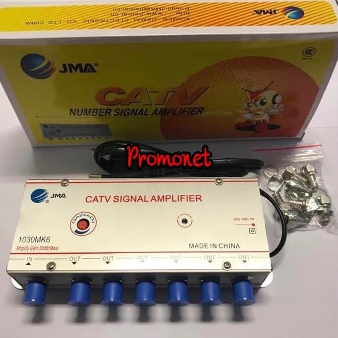 CATV Signal Amplifier 6 Way Booster Antena TV Bagus