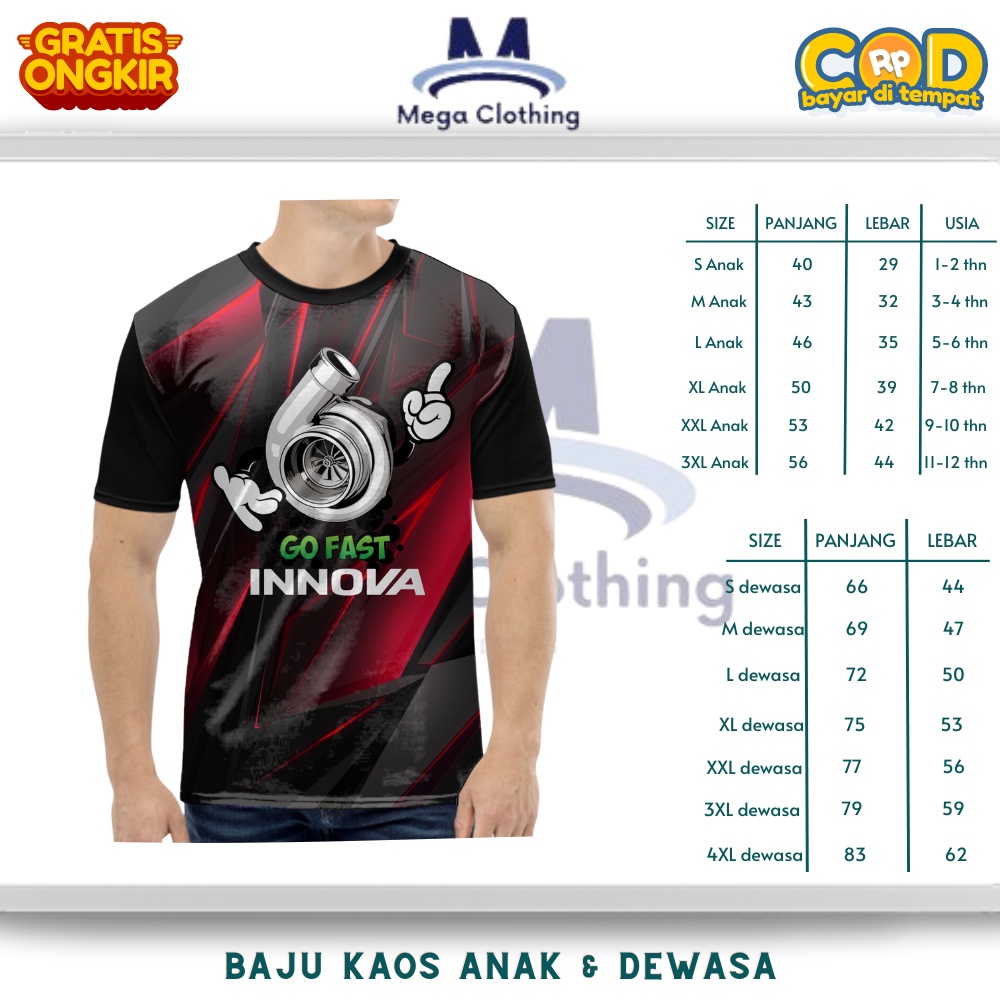 Kaos Club Mobil Go Fast Innova Unofficial Anak & Dewasa - Baju Couple Anak & Dewasa Club Mobil Go Fa