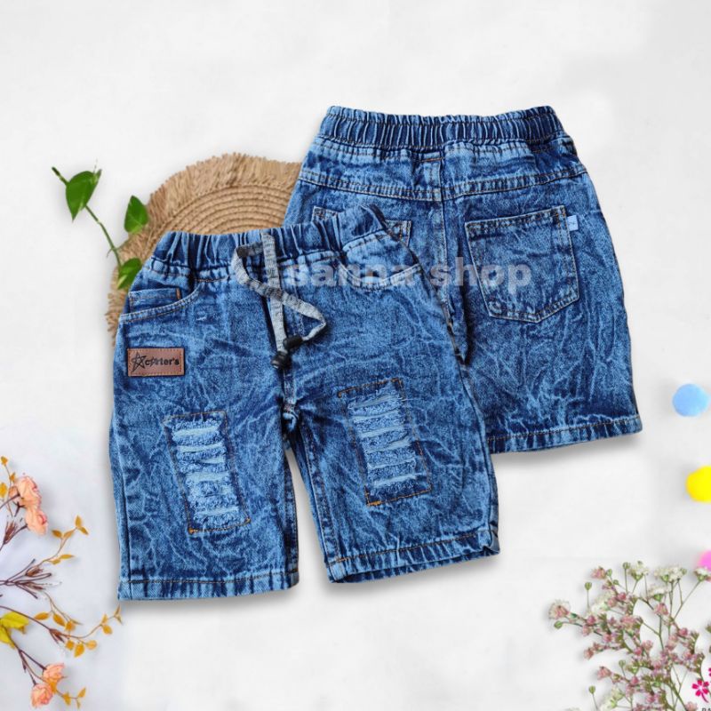 Celana Jeans Pendek Sobek-sobek Anak Laki-laki - Denim Ripped Snowash Anak Cowok Terbaru