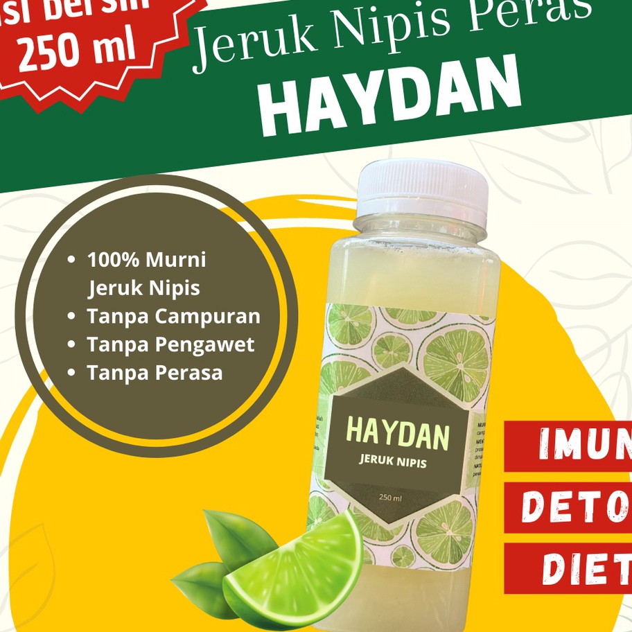 

Sale ✔️⭐ JERUK NIPIS HAYDAN | Jeruk Nipis Peras Murni | 250 ml | Tanpa Campuran