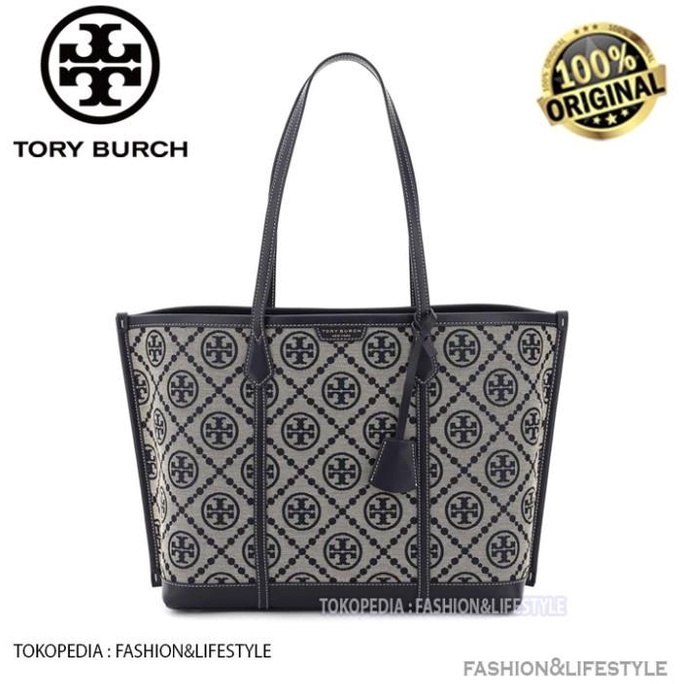 Tas Tb Perry T Monogram Triple Compartment Tote Navy