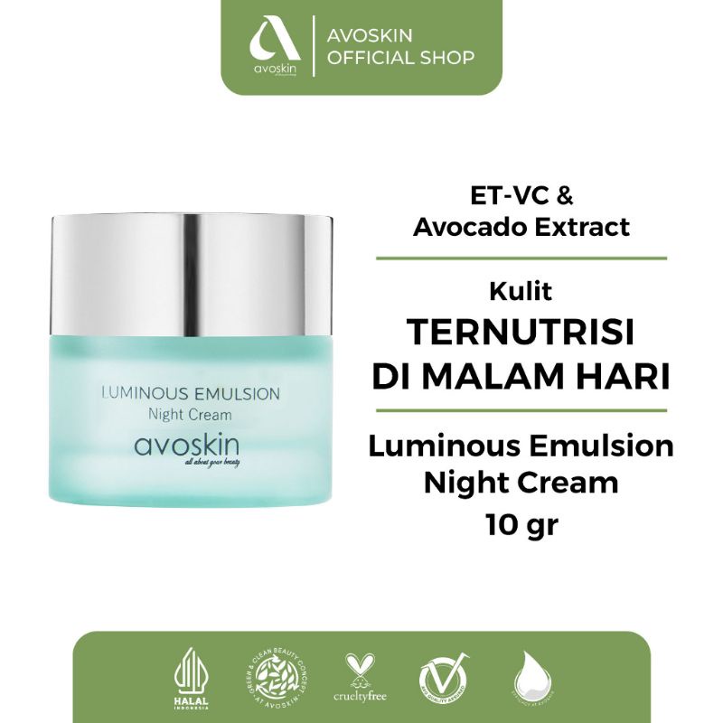 AVOSKIN Luminous Emulsion Night Cream - Creme Ultra Reparatrice | For All Skin Type - 10 g