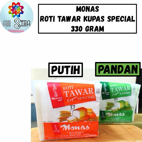 

Monas Roti Tawar Kupas Special Pandan 330 Gram