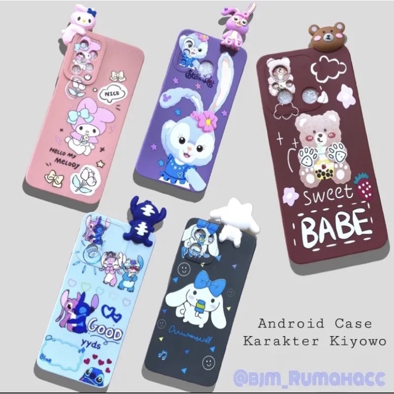 case hp 3d boneka karakter timbul lucu gemoy unik untuk oppo