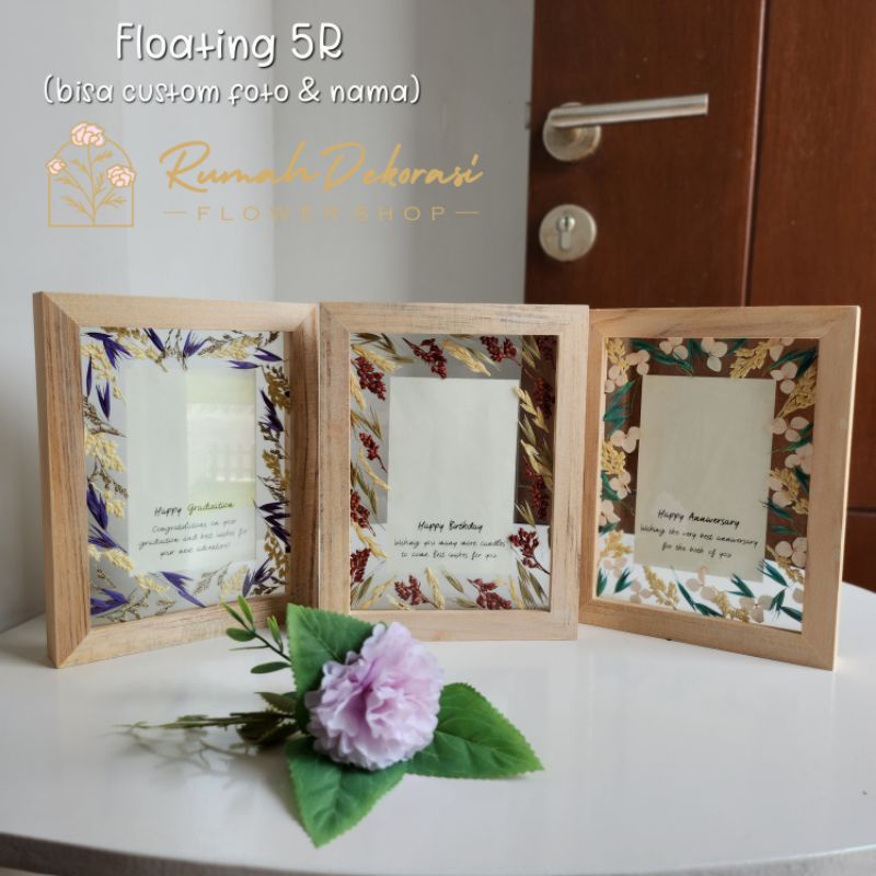Floating 5R Rustic / Flower Frame Kaca Premium