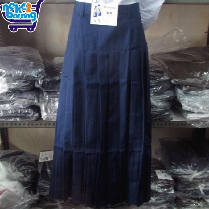 Terlaris Rok Panjang Rempel Bawah Pinggang Biru - Seragam SMP - Rok Baping SMP SALE