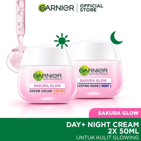 Only today8.8 Garnier Sakura Glow Kit Day &amp; Night Cream - Moisturizer Skincare Krim Siang Malam (Light complete) ♡746