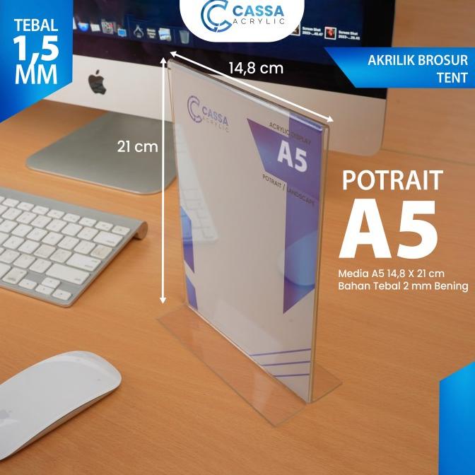 

\"\"\"\] TEMPAT BROSUR / TENT CARD AKRILIK DISPLAY 2 SISI A5 TEBAL 1.5MM