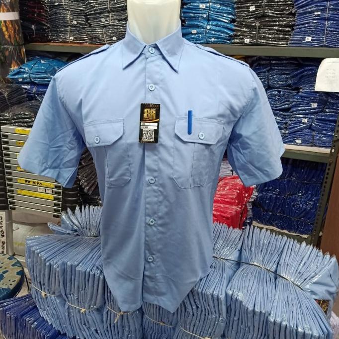 kemeja seragam biru telur asin pendek / seragam Pdh biru telor asin