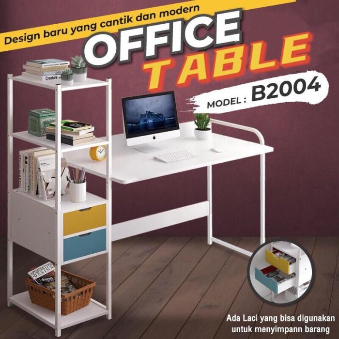 Terlaris Meja Komputer Meja Kerja Meja Belajar Meja Kayu Laci 2 ( White ) B2004