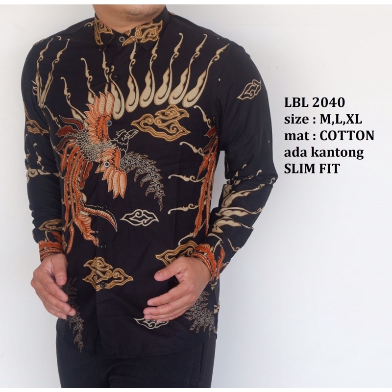 BAJU KEMEJA BATIK SLIMFIT PRIA LENGAN PANJANG CASUAL FORMAL KERJA KANTOR UNDANGAN RESMI - LBL 2040