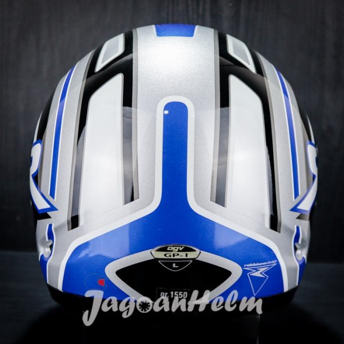 new helm agv helm gp 1 r07 | silver blue black | agv gp1 r07 single visor
