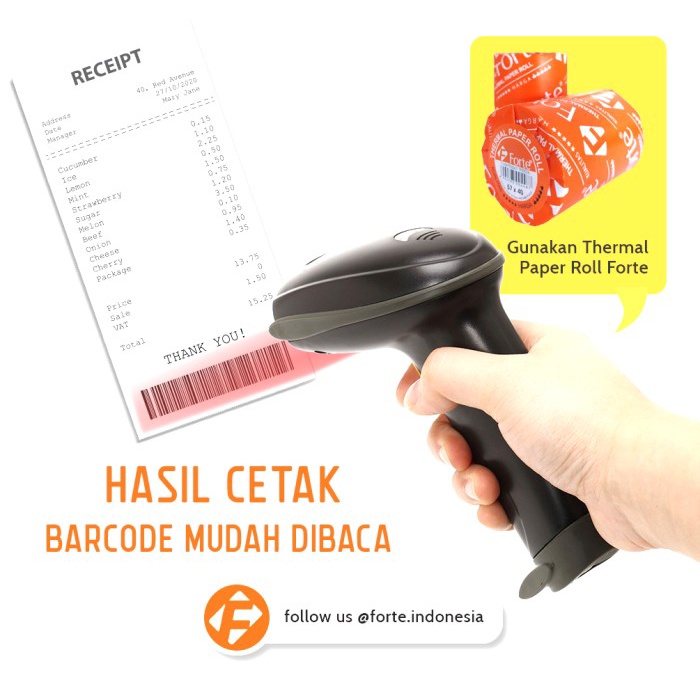 

Aurealiamall [Forte] [Ctn/120Pcs] Kertas Thermal Struk Roll Kasir 57X30 Tanpa Core