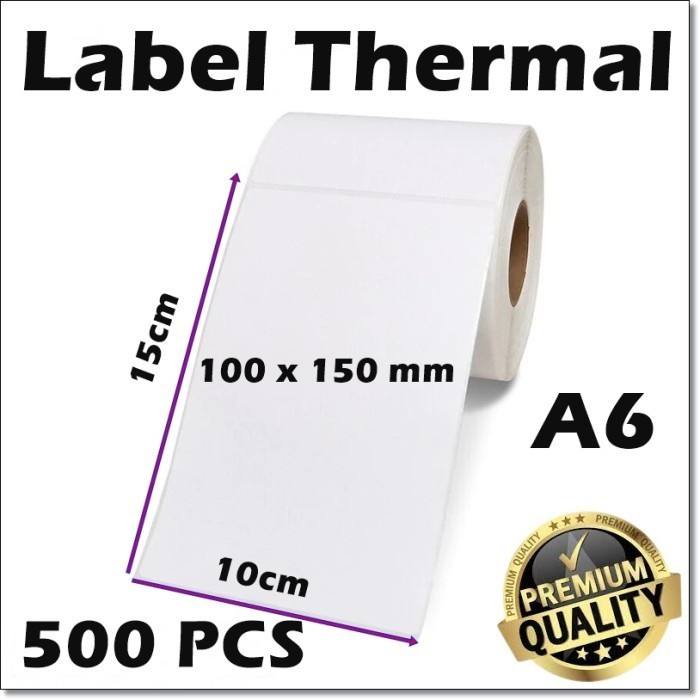 

Aurealiamall Kertas Stiker Label Thermal Barcode Resi 100X150 Mm A6 Isi 500 Pcs