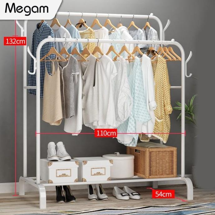 Megam Stand Hanger Rak Gantungan Baju Double HSH101