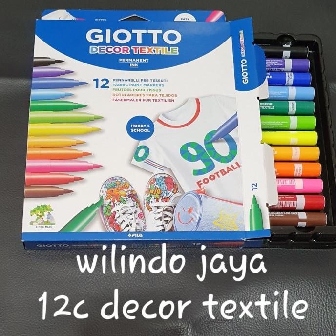 

GIOTTO Decor Textile Fabric/Paint Marker/Permanent Ink 12 Warna