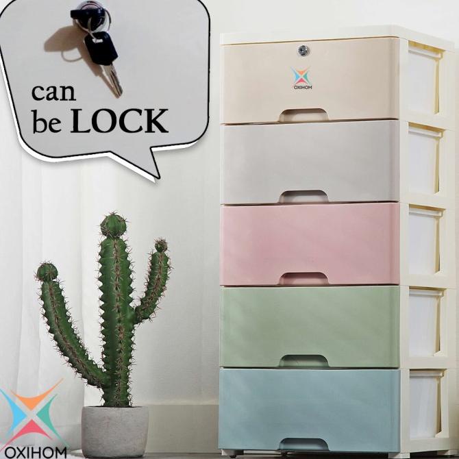 Oxihom Lemari Plastik Lemari Pakaian Laci Plastik Kabinet Storage