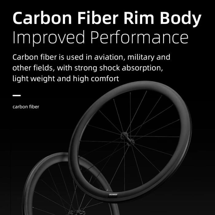 Terlaris Rockbros Txr1 Wheelset Carbon Fiber 700C Road Bike Rim Brake Roadbike