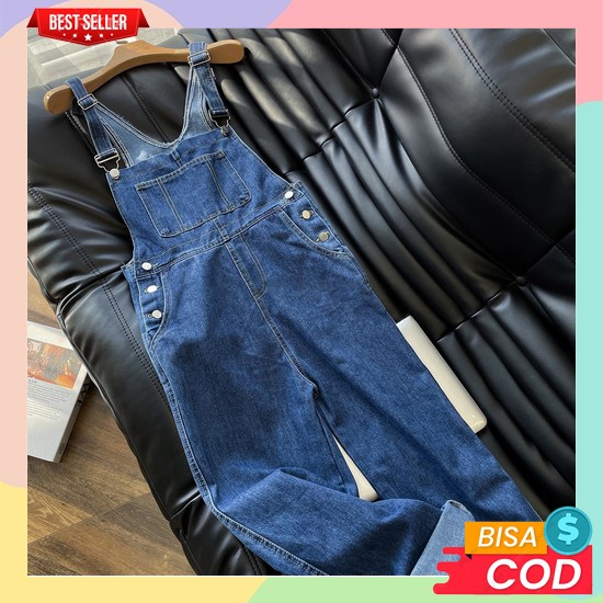 Jumpsuit Jeans Wanita Baju Kodok Celana Denim Oversize Remaja Cewek Korea Kekinian Premium Import Mu