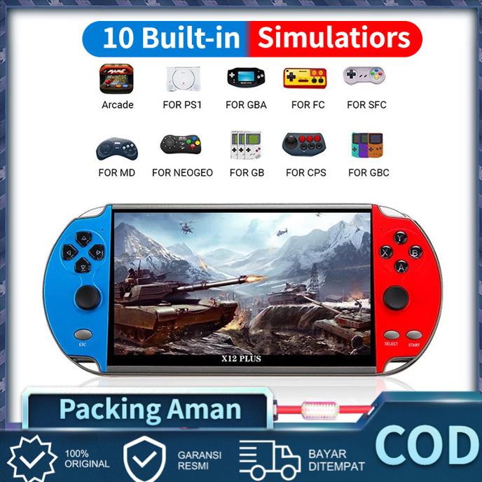 X12 Plus 7 " Game Retro Built-In 10000 + Game bawaan memori 16G