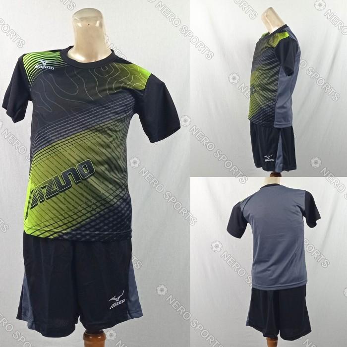 Koli Baju Jersey Setelan Kaos Voli Volley Print Anak - Mizuno Mz121 Hitam