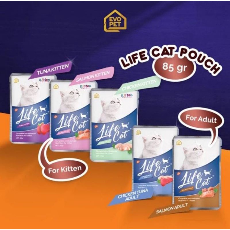 (Paket 24 pcs) Makanan Basah Kucing Life Cat Sachet 85g - Chicken Tuna