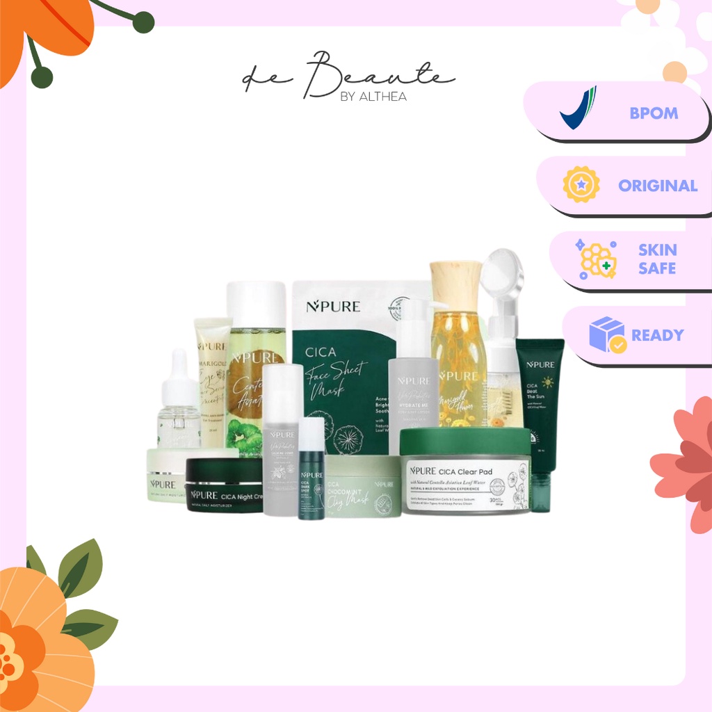 NPURE Cica | Marigold Facial Wash Toner Essence Day Night Cream Primer Eye Serum Clear Pad Clay Mask Honey Cactus Aloe Beat Sun Sunscreen Powder Jar Tube Acne Dark Spot | Noni Probiotics Sensitive Skin Fine Cleanser Ampoule Moisturizer Body Soft Lotion