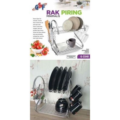 Rak piring minimalis stainless 2 susun rak dapur mini rak praktis dan cantik
