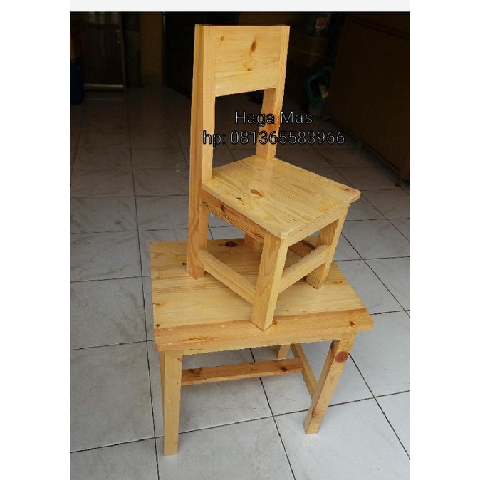 Meja Set (1 meja+1 kursi)/Meja Belajar PAUD,TK,SD (1 set)/Kursi Kayu qab