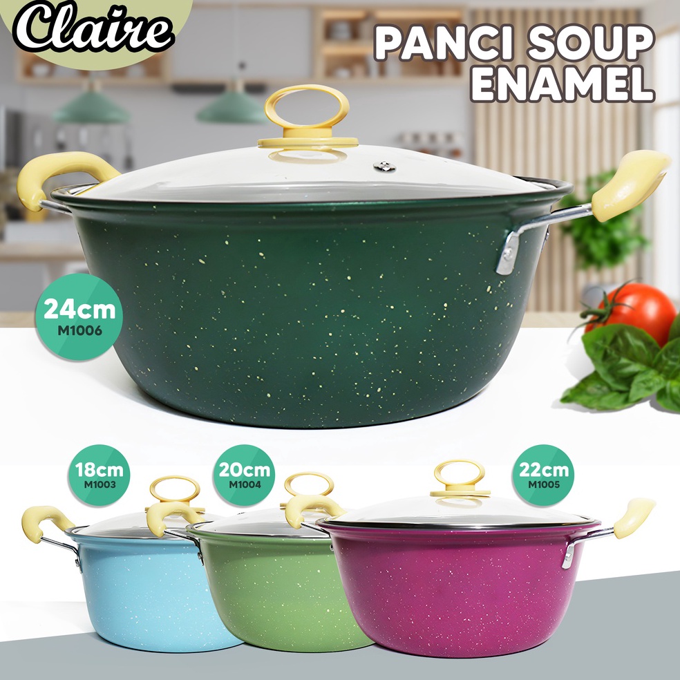 HARGA TERMURAAH|| Panci Sop Banyak Ukuran / Panci Sop Enamel Stainless / Soup Pot Panci Susu Enamel