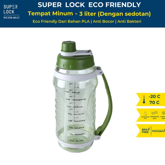 Super Lock Water Bottle 3 Liter With Straw - Botol Minum (6923)