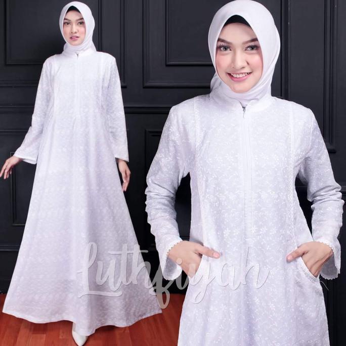 Gamis Umroh Putih Bahan Katun / Gamis Kantong Samping