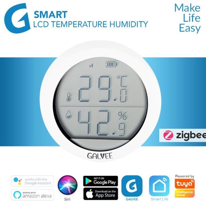 Galvee Smart Zigbee LCD Temperature Humidity Sensor Smart Home
