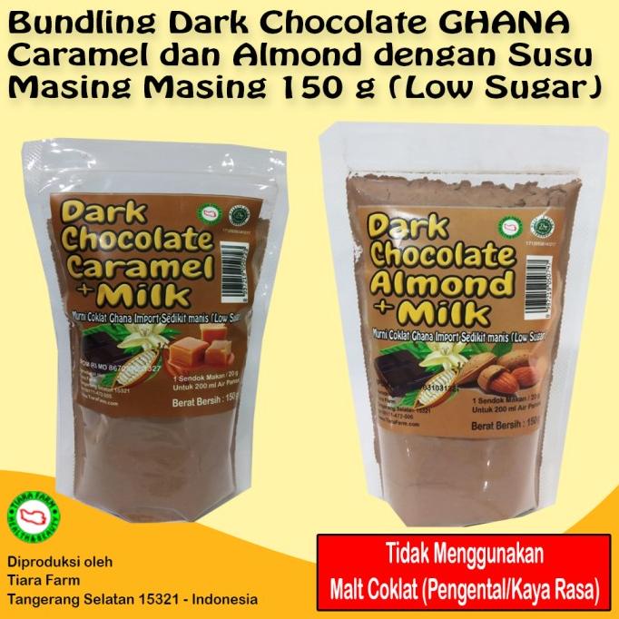 

Bundling Dark Coklat Ghana Caramel & Almond Milk Low Sugar-Tiara Farm