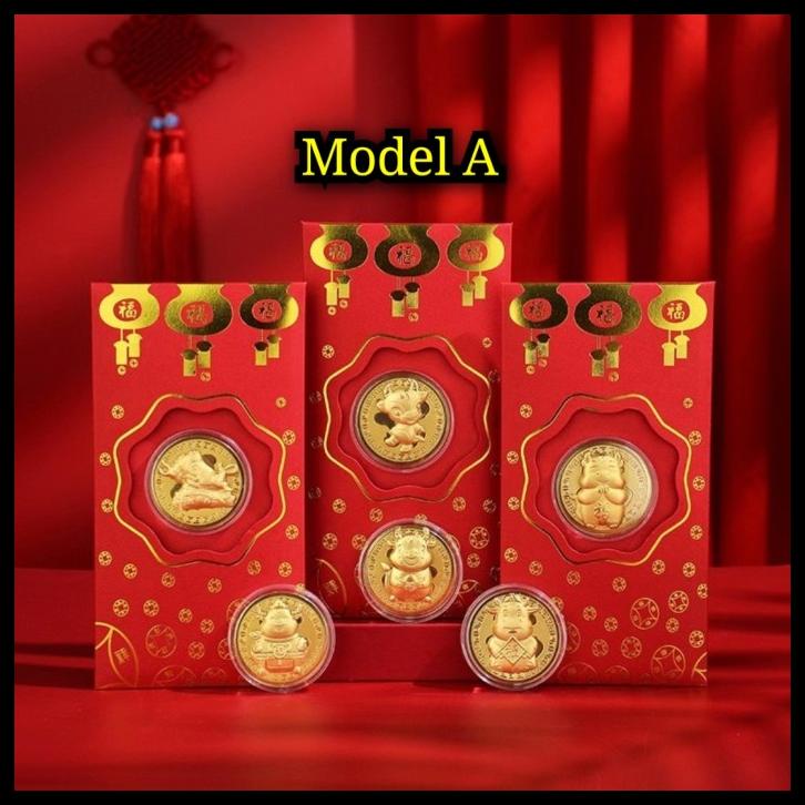 

Angpao Emas 2021 Shio Kerbau Model A / Angpao berlapis emas au999