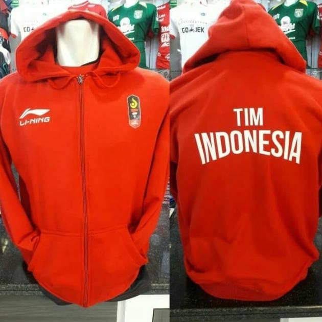 RIA129 Jaket Jacket Hoodie Sepak Bola Asian Games 2018 Timnas Indonesia Home Merah Lining Asian Games 2018 ++