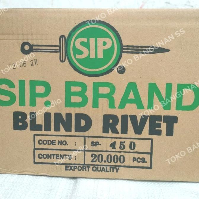 

populer] Paku Rivet SIP 450 (3.2x12.7) per 20 box 1 dus besar 20.000 pcs