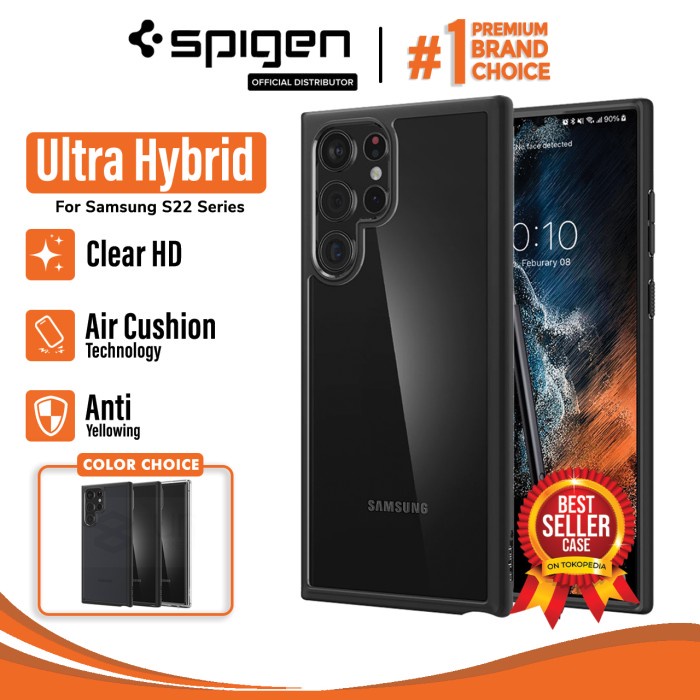 Case Samsung Galaxy S22 Ultra Plus Spigen Ultra Hybrid Clear Casing - S22, Matte Black