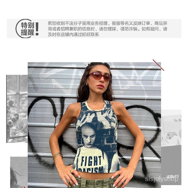 [✅BISA COD] #Sisjuly# Atasan Y2K Wanita / Atasan Tank Top Slim Fit Potret Vintage Amerika Wanita / A