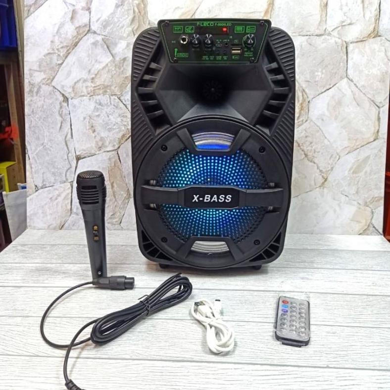 Ngetrends Cod Speaker Karaoke Bloetooth Fleco F 8606 X Bass Uk 8.5 Inch Bonus Mic Kabel+Remote/Salon
