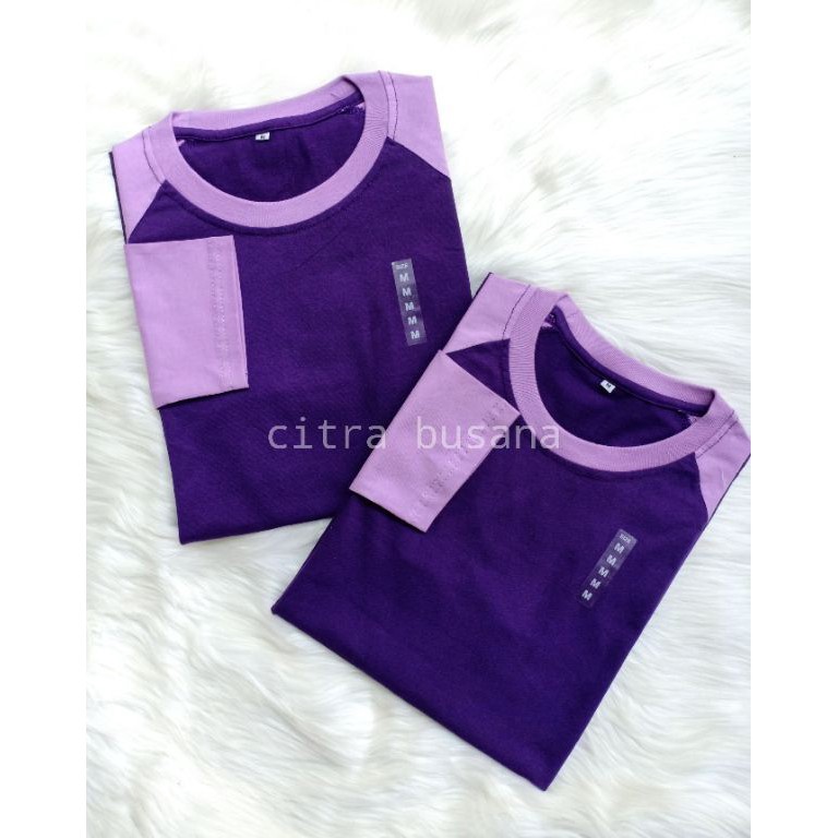 Sale KAOS RAGLAN COMBED UNGU TUA - UNGU MUDA LENGAN 3/4 dan PANJANG