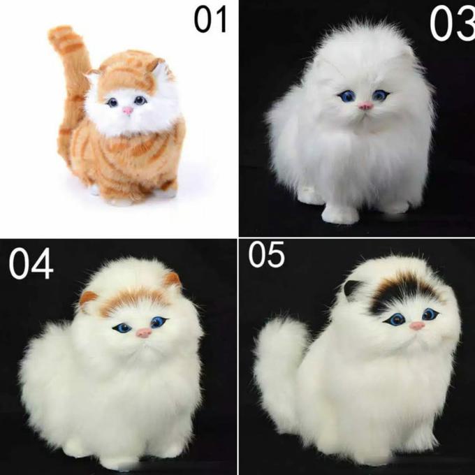 Boneka Kucing Simulasi 3D mirip seperti Kucing Asli Bersuara Meong